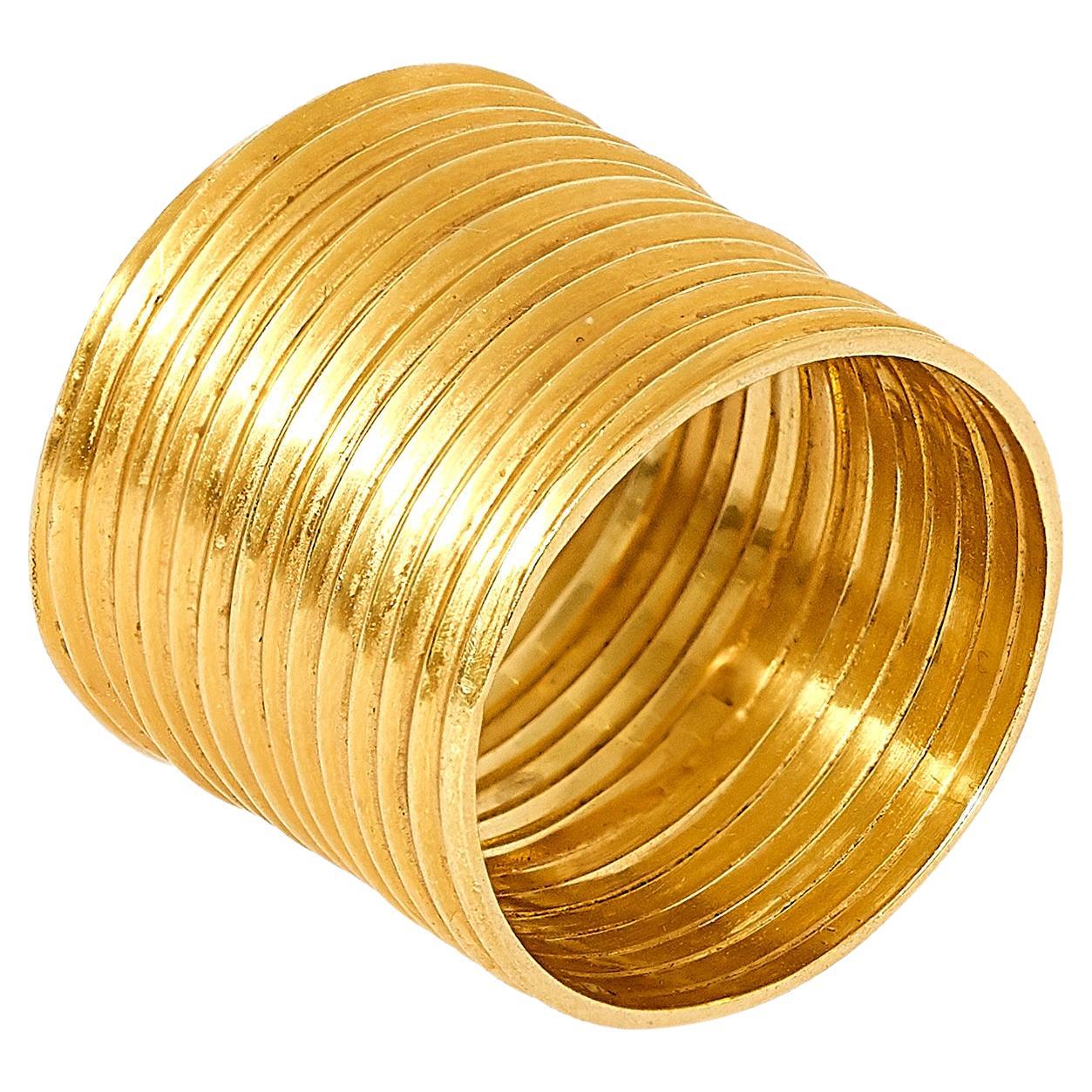 18kt Solar Thread Ring, Plain Gold For Sale