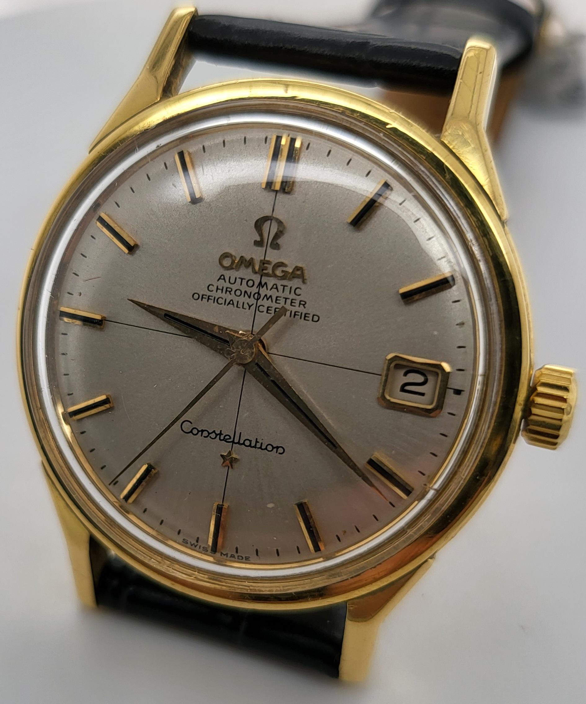 Montre Omega Constellation certifiée officiellement en or massif 18 carats, Cal 561 Excellent état - En vente à Antwerp, BE