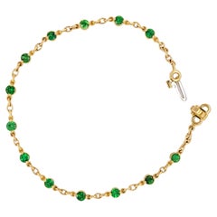 Bracciale a maglie massicce 18 carati con l'esclusiva e vibrante tsavorite Greene & Greene