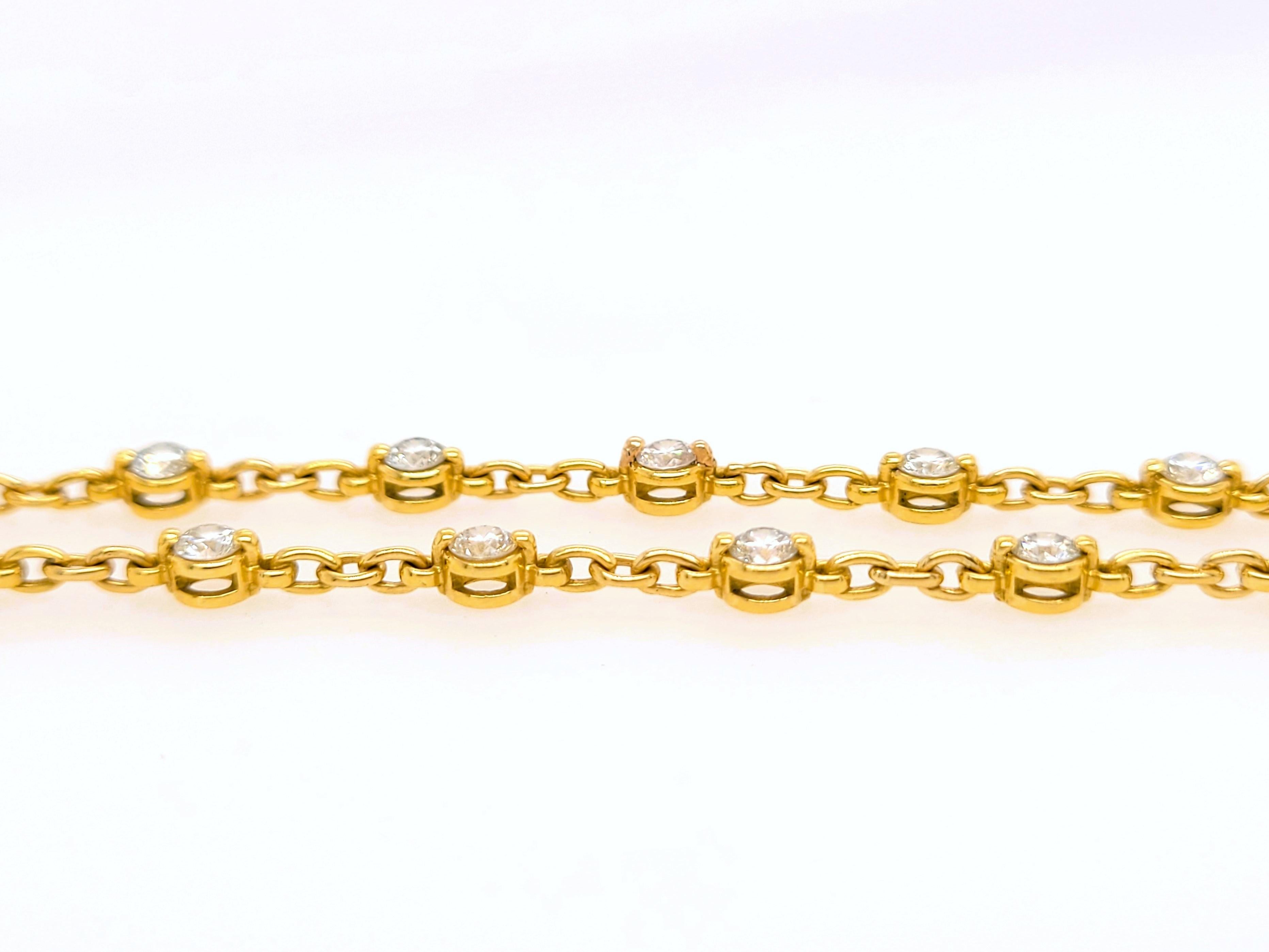 18kt Solid Rose Gold Collection Hearts & Arrows Diamond Station Bracelet 3