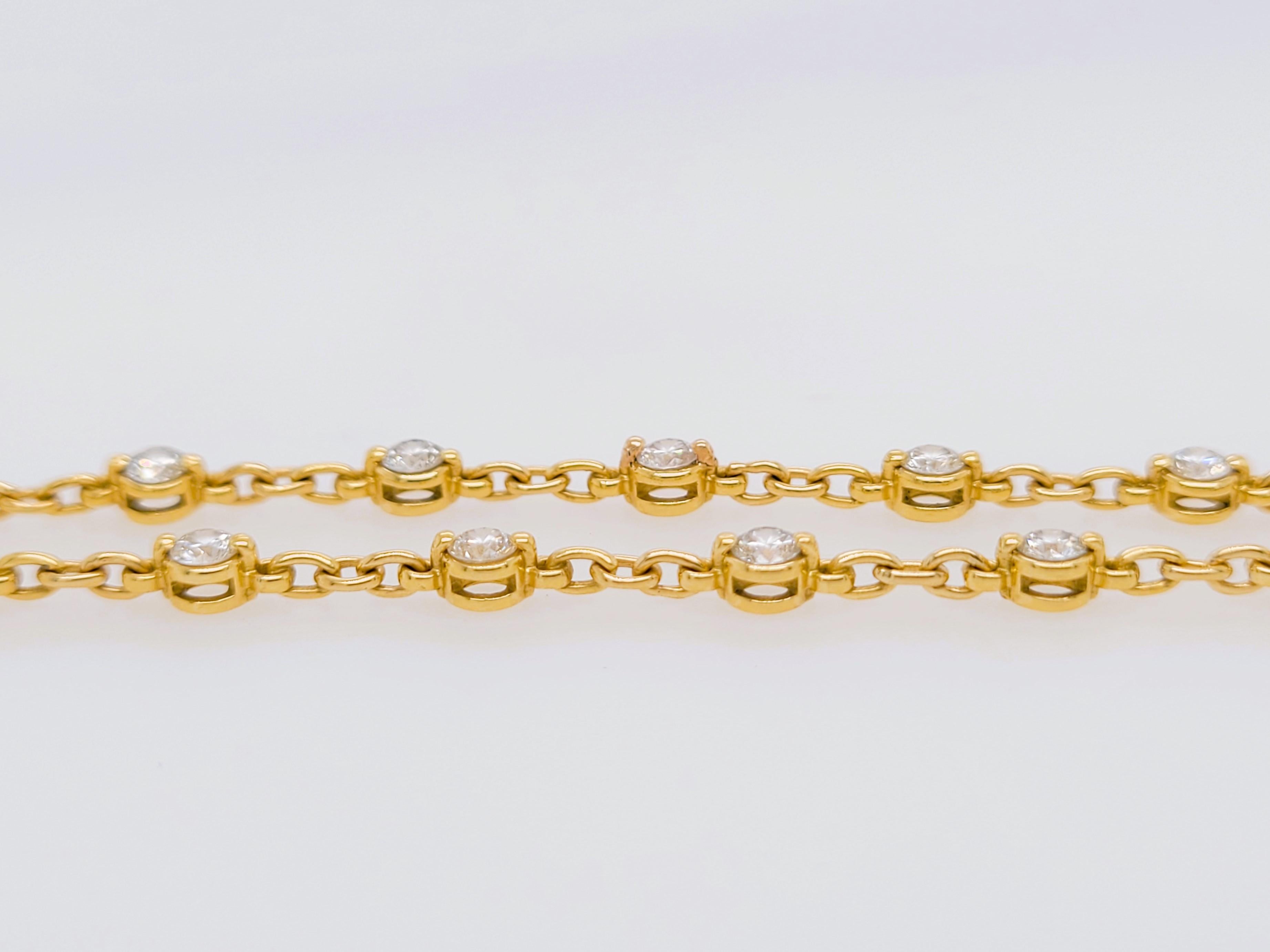 18kt Solid Rose Gold Collection Hearts & Arrows Diamond Station Bracelet 4