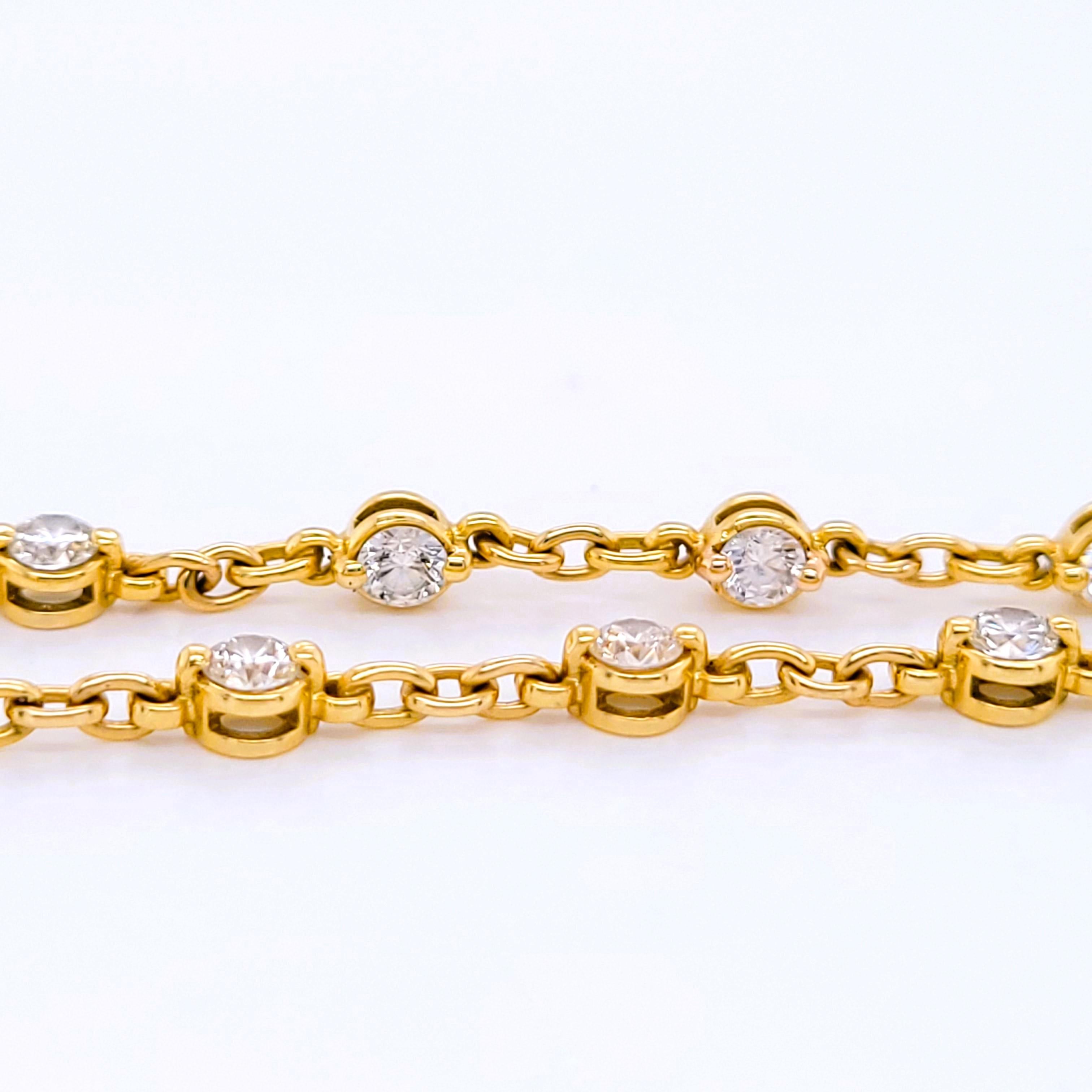 Women's 18kt Solid Rose Gold Collection Hearts & Arrows Diamond Station Bracelet