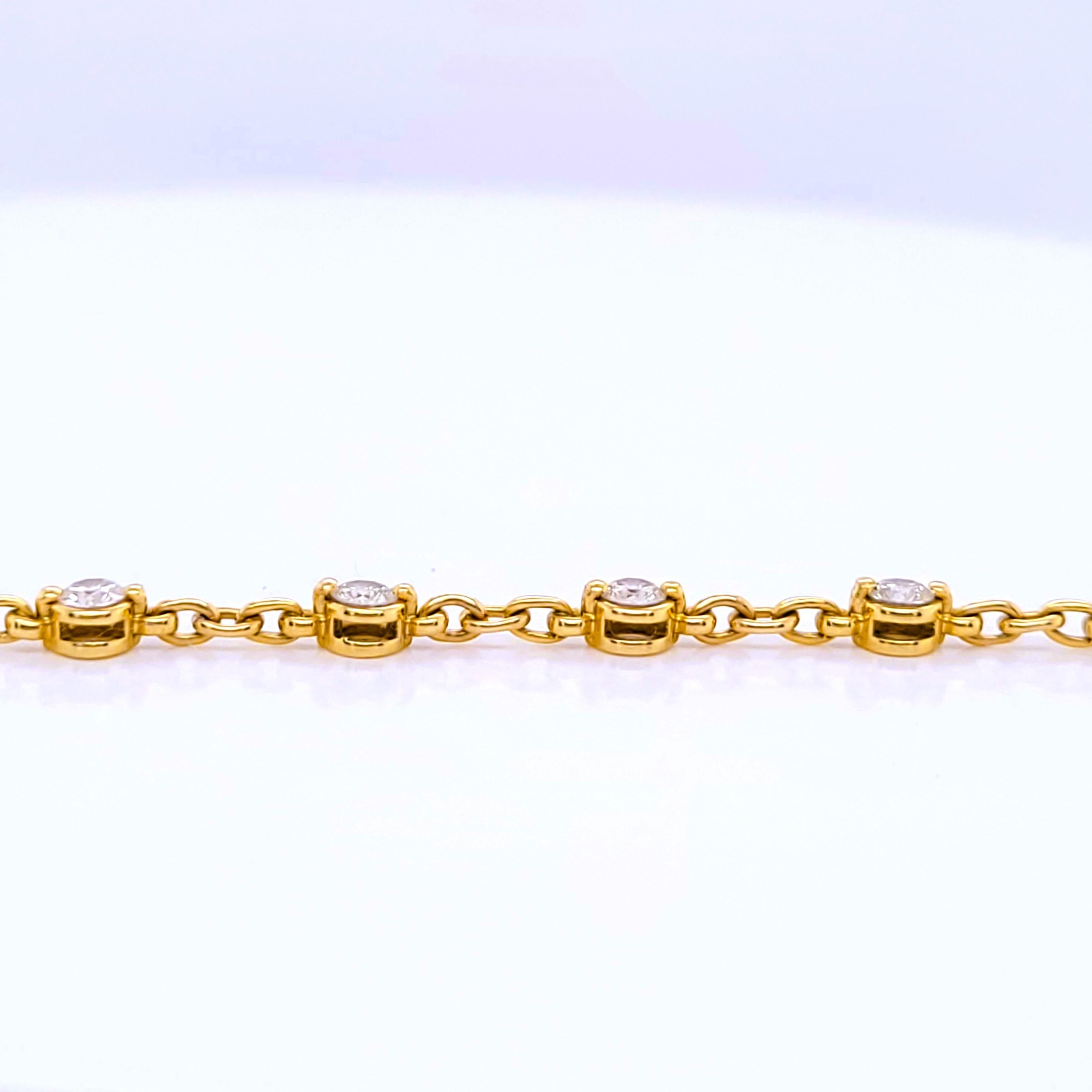 18kt Solid Rose Gold Collection Hearts & Arrows Diamond Station Bracelet 1