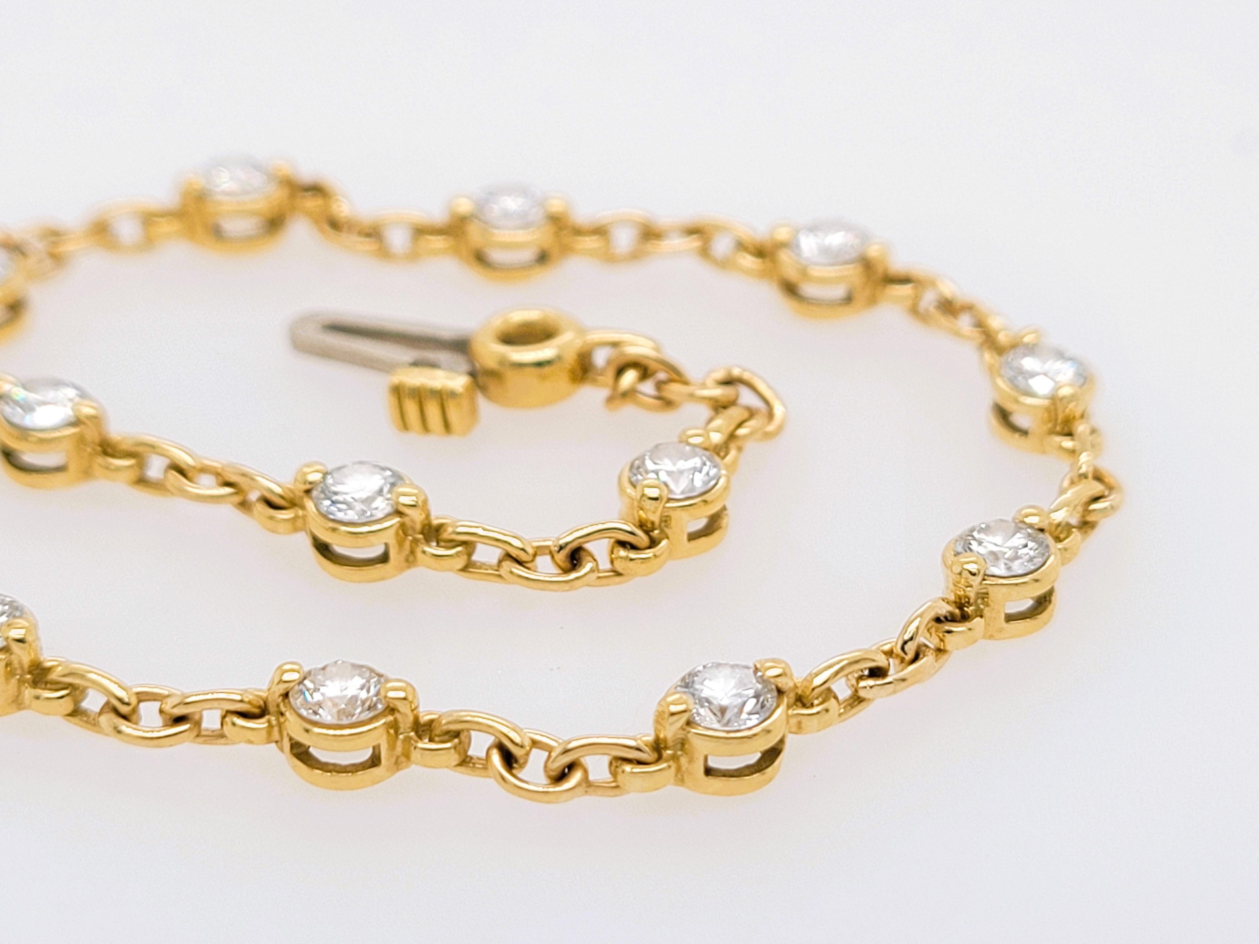 18kt Solid Rose Gold Collection Hearts & Arrows Diamond Station Bracelet
