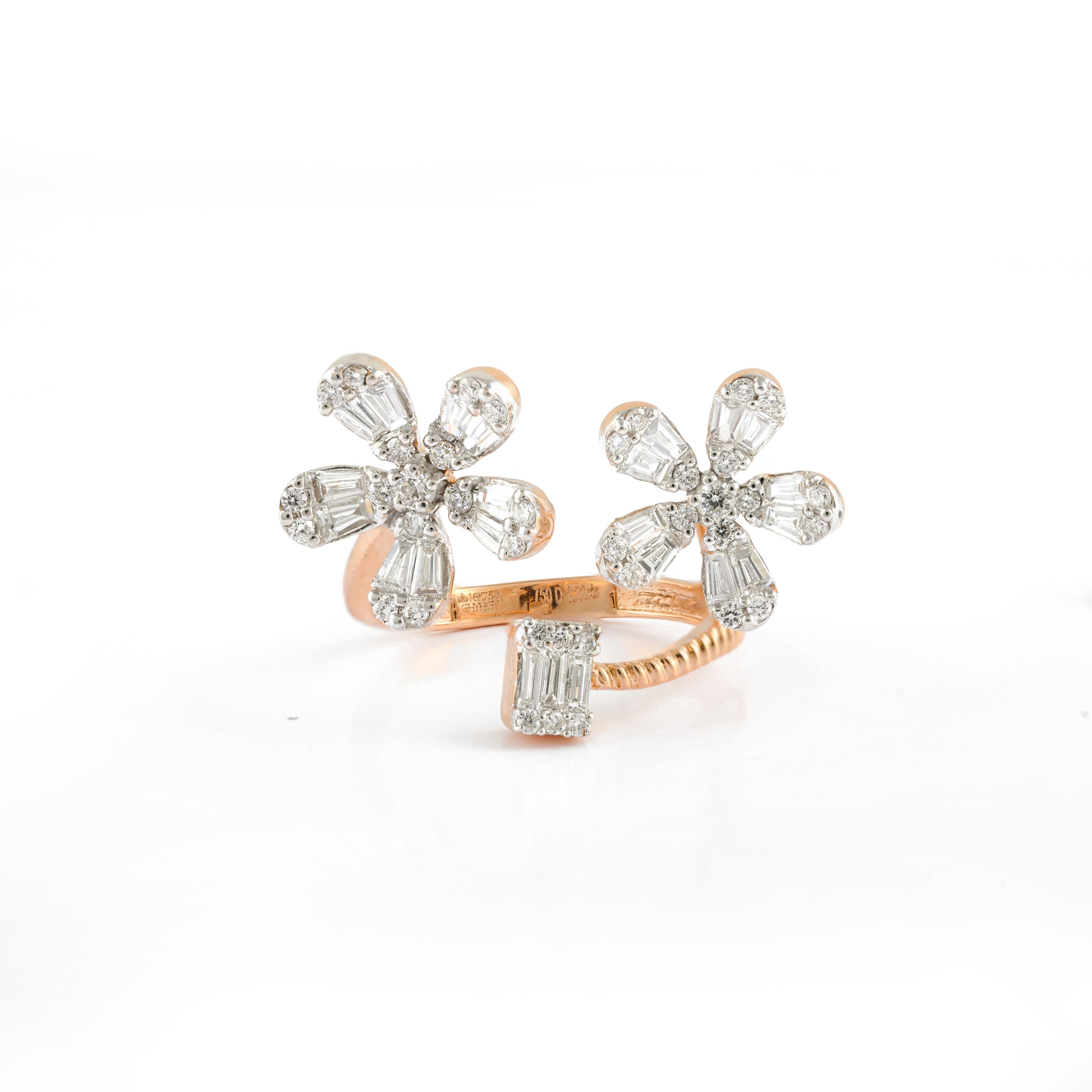For Sale:  18kt Solid Rose Gold Designer Women's Stunning Diamond Floral Ring 3