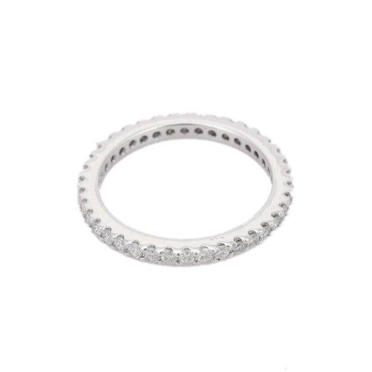 For Sale:  18kt Solid White Gold Stackable Diamond Eternity Engagement Band Ring  4
