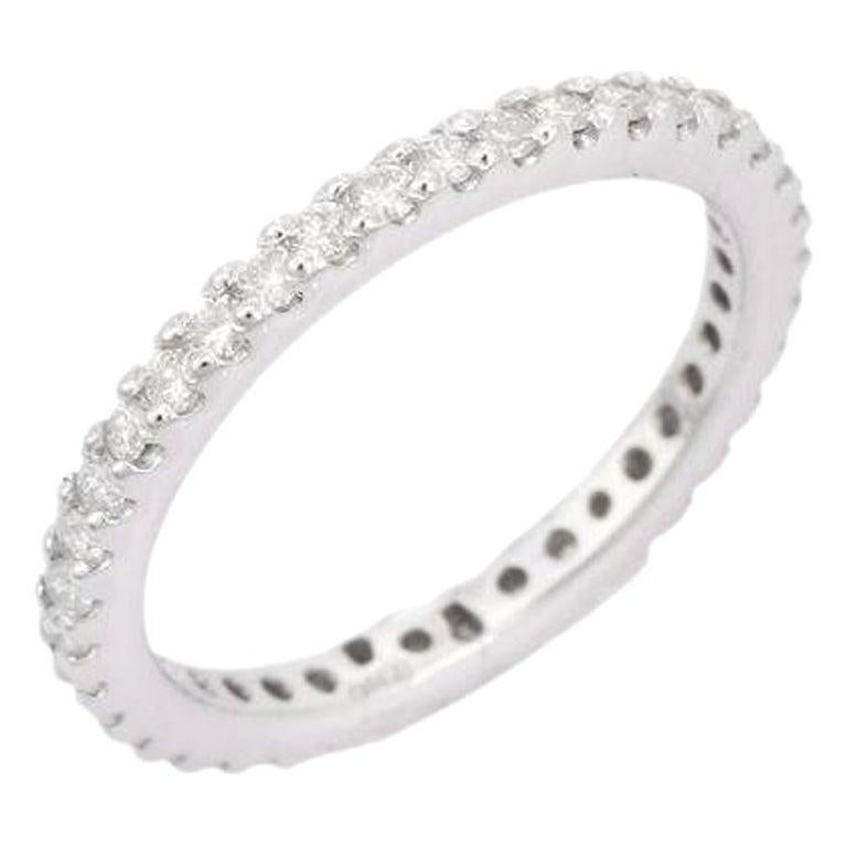 For Sale:  18kt Solid White Gold Stackable Diamond Eternity Engagement Band Ring  5