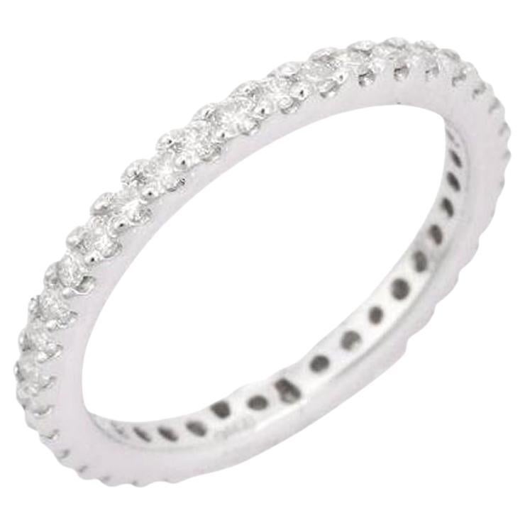 18kt Solid White Gold Stackable Diamond Eternity Engagement Band Ring 