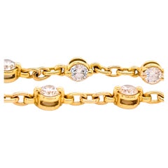 18kt Solid Yellow Gold Collection Hearts & Arrows Diamond Station Bracelet