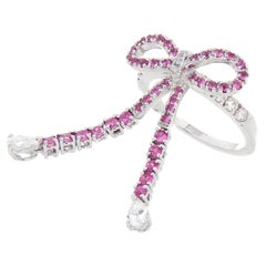 18 Karat Staurino Schleife Ring mit rosa Saphiren 0,92 Karat weißen Diamanten 0,97 Karat