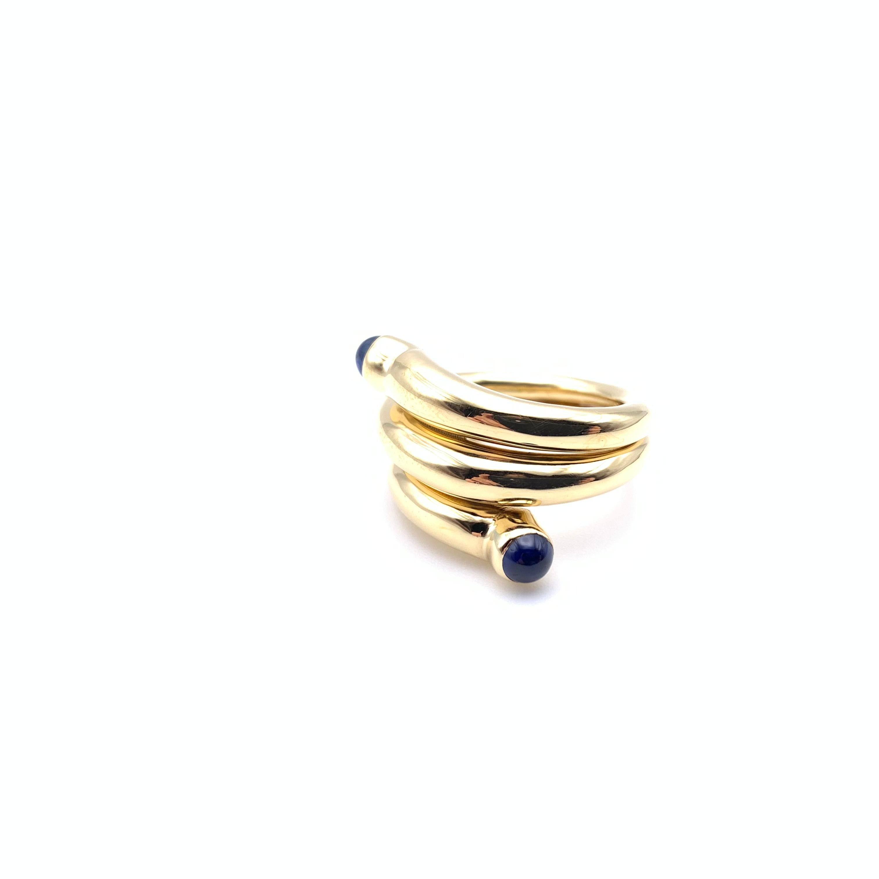 Modernist 18KT Tiffany & Co. x Jean Schlumberger Cabochon Sapphire Wrap Ring For Sale