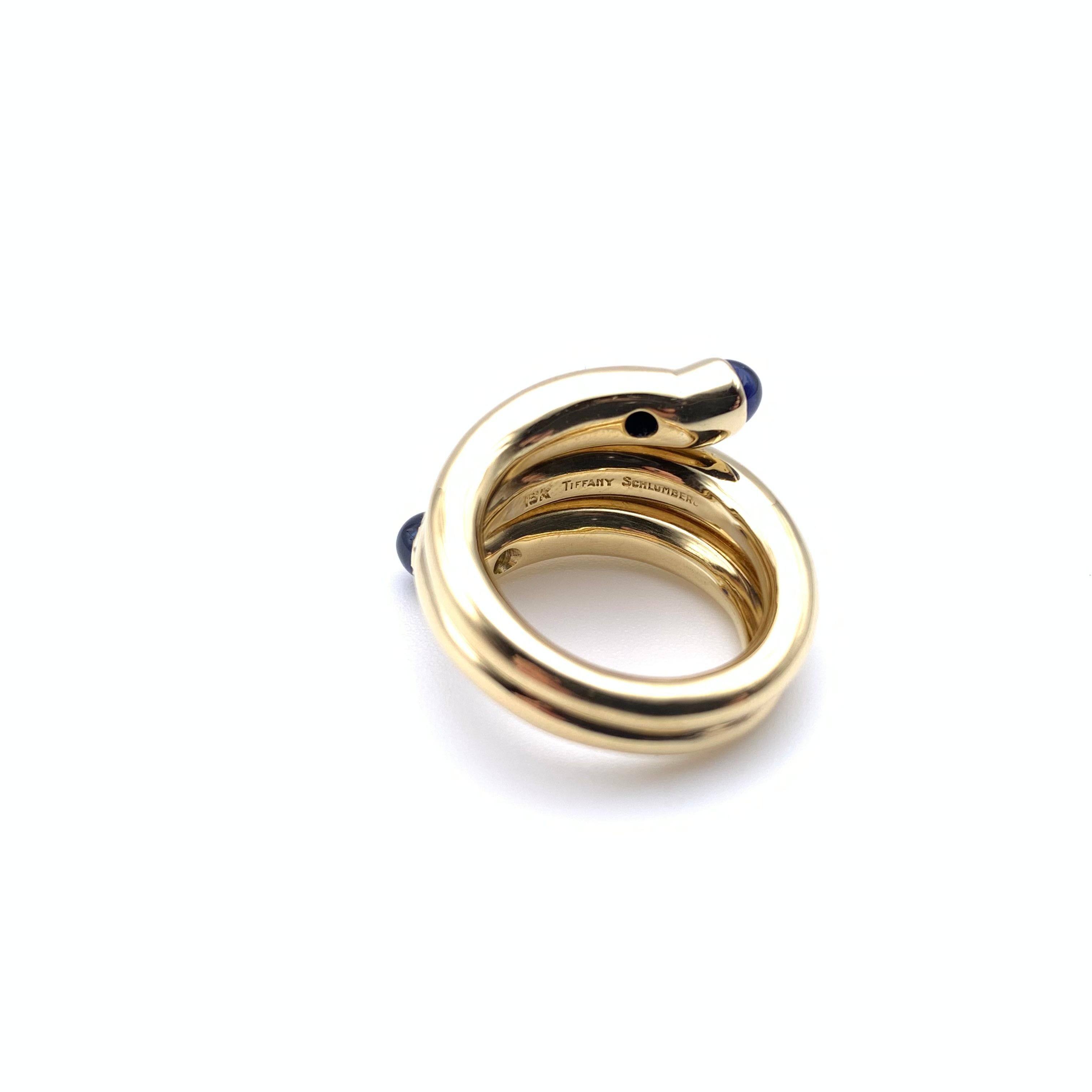 Women's or Men's 18KT Tiffany & Co. x Jean Schlumberger Cabochon Sapphire Wrap Ring For Sale