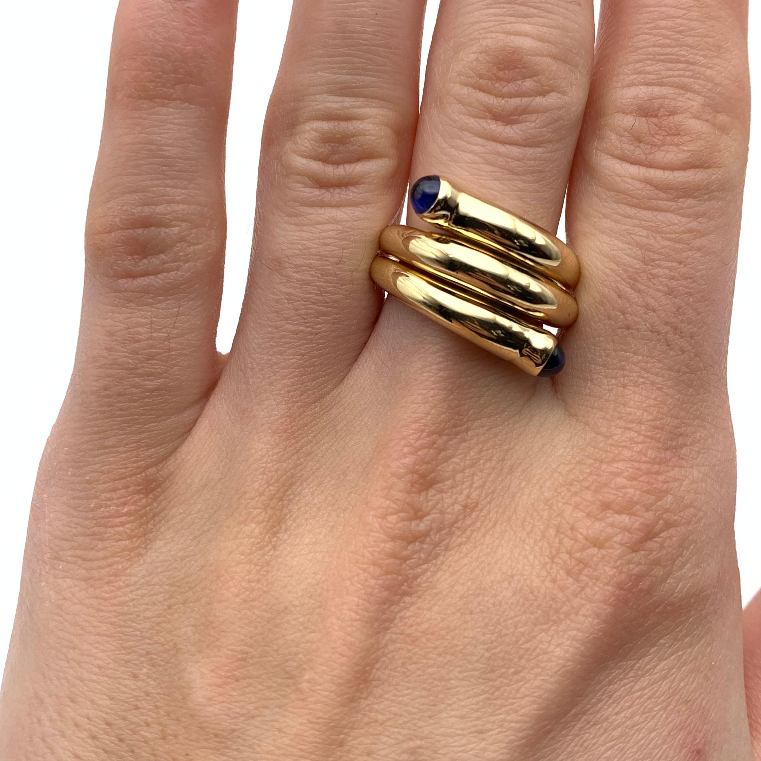 18KT Tiffany & Co. x Jean Schlumberger Cabochon Sapphire Wrap Ring For Sale 1