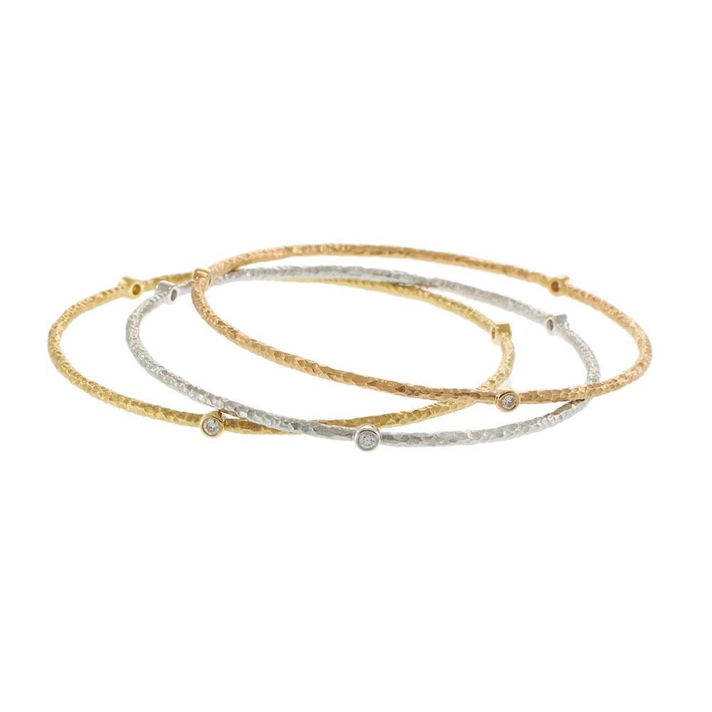Brilliant Cut 18KT Tri-Color Gold Diamond Bangle Set For Sale