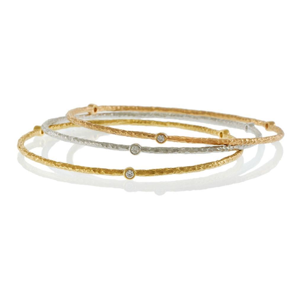 18KT Tri-Color Gold Diamond Bangle Set In New Condition For Sale In New York, NY