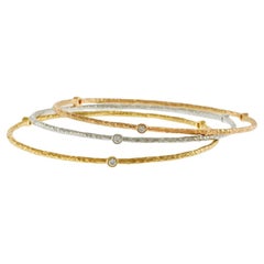 18KT Tri-Color Gold Diamond Bangle Set
