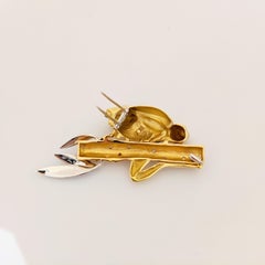 18 Karat Tri-Colored Gold Frog Brooch with Diamonds and Emeralds