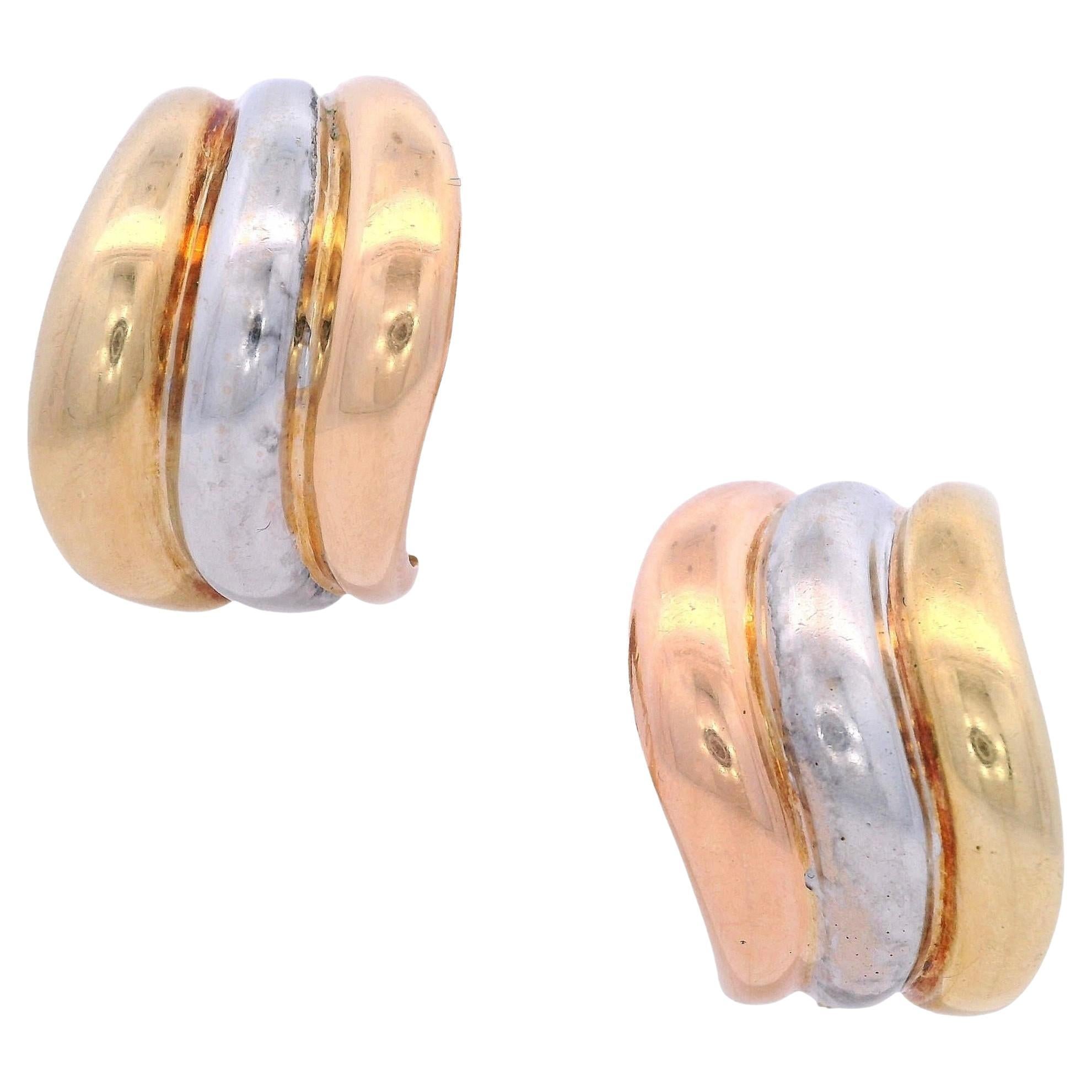 Pendientes de aro de tres tonos de 18 quilates en venta