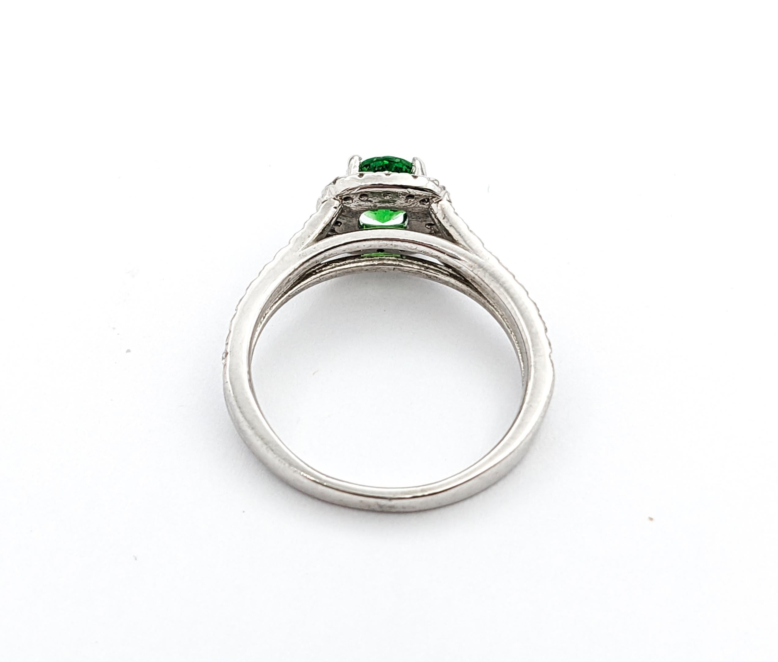 18kt Tsavorite Garnet & Diamond Ring For Sale 2