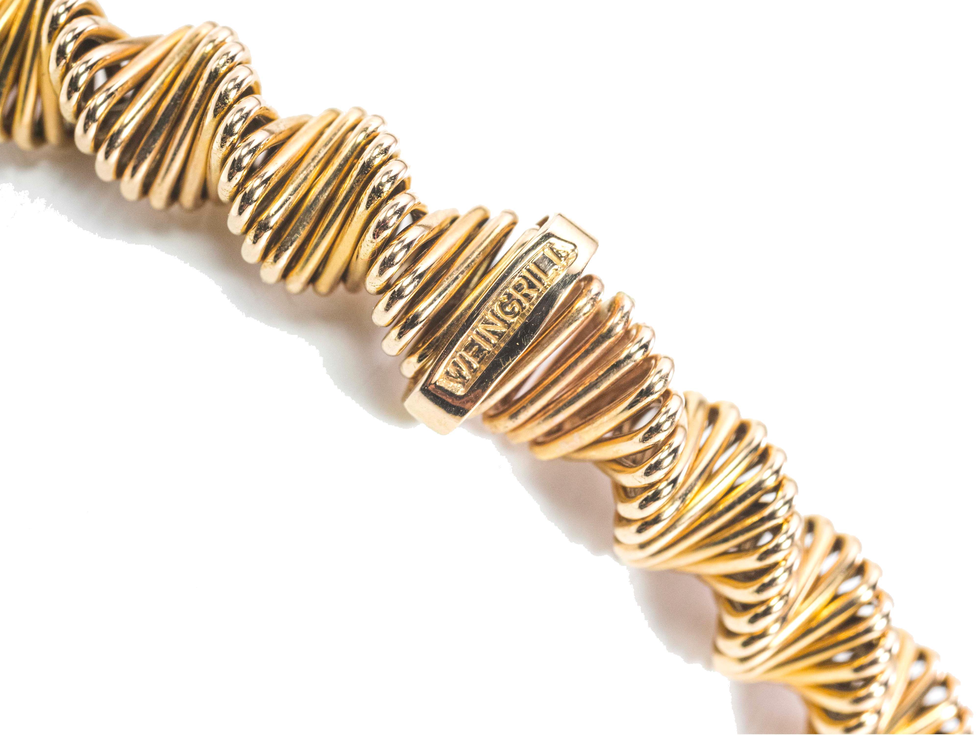 Contemporain Carlo Weingrill ensemble de trois bracelets à roulettes en or bicolore 18 carats en vente