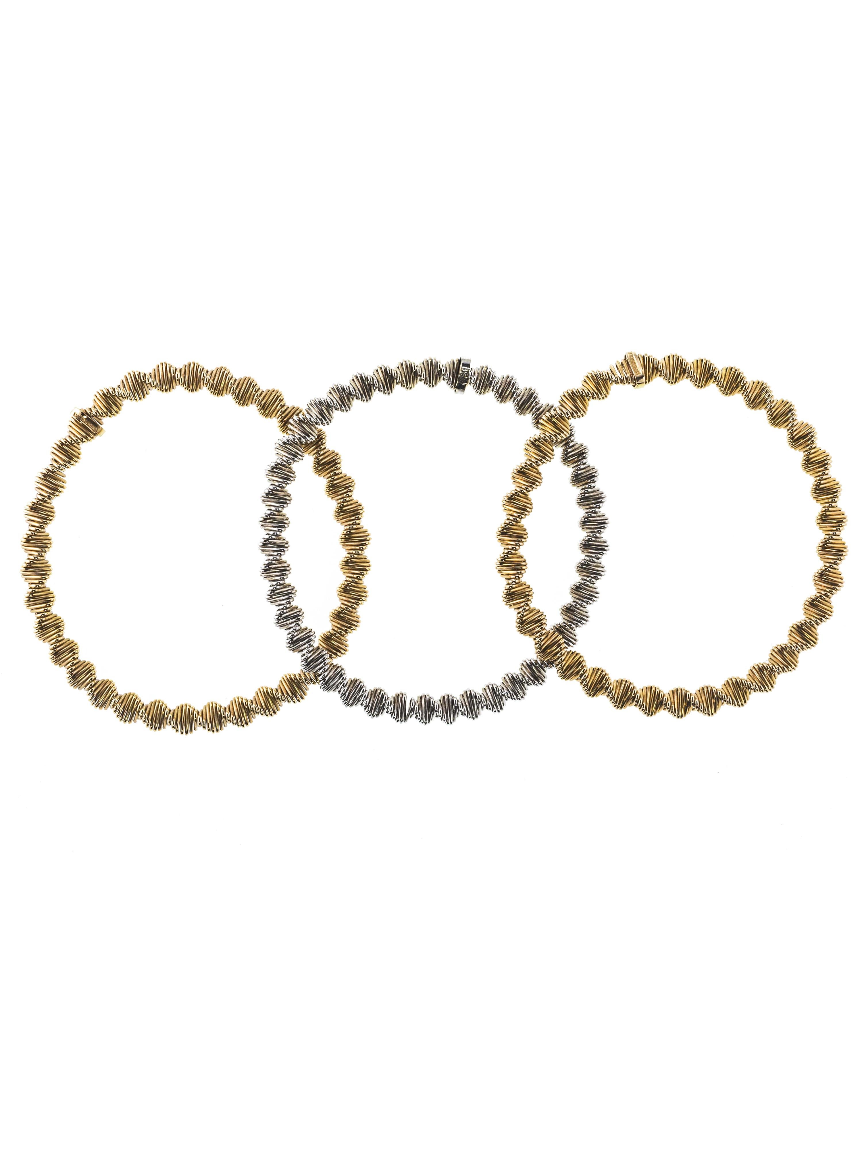 18Kt Two Tone Carlo Weingrill Set of Three Rolling Bracelet In New Condition For Sale In Cattolica, IT