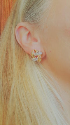 18kt Two-Tone Diamond Knot Earrings, Approx. 2.00Cttw Diamonds, 13.5 grams, 17mm