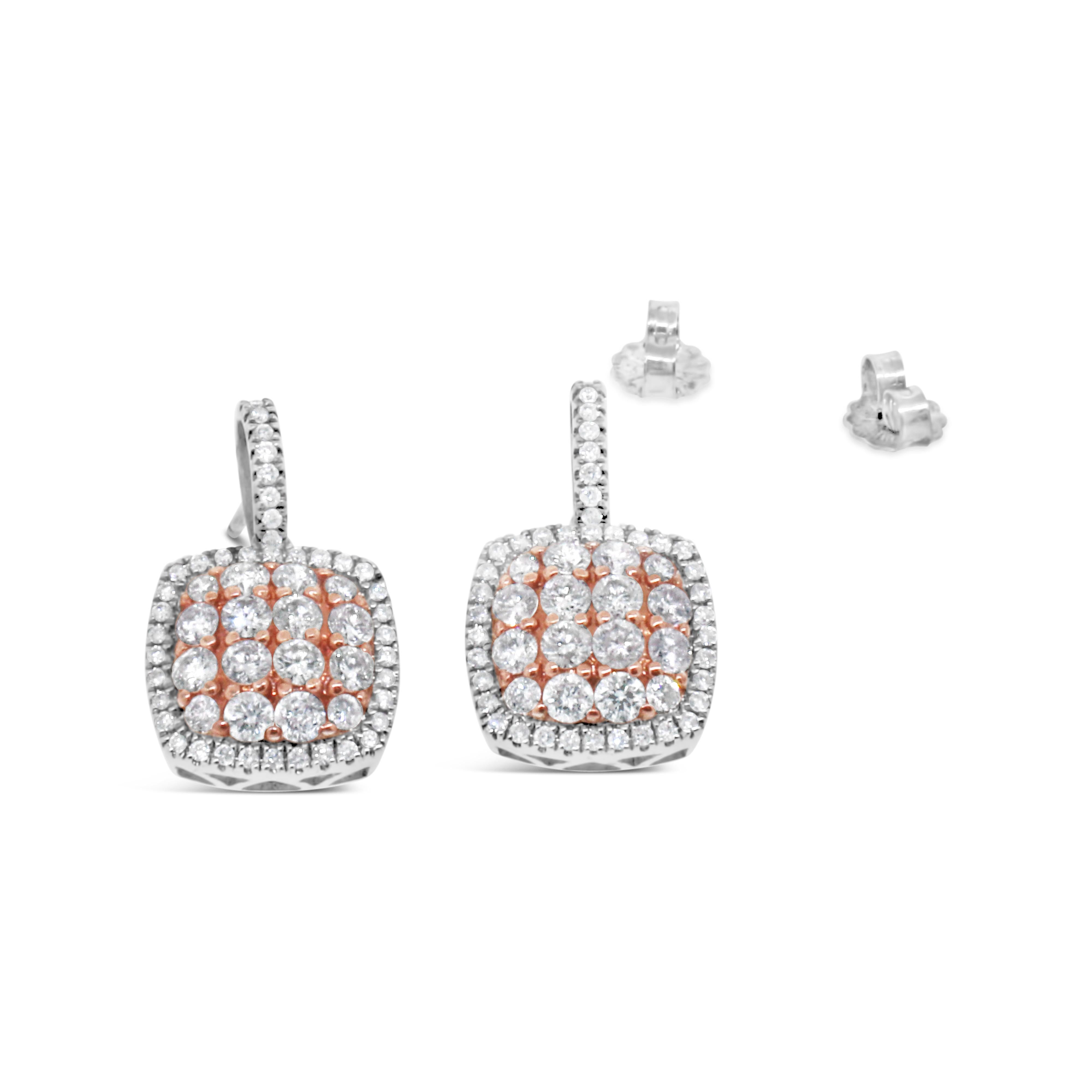 18kt Two-tone Gold Diamond Cluster Earrings For Sale 2