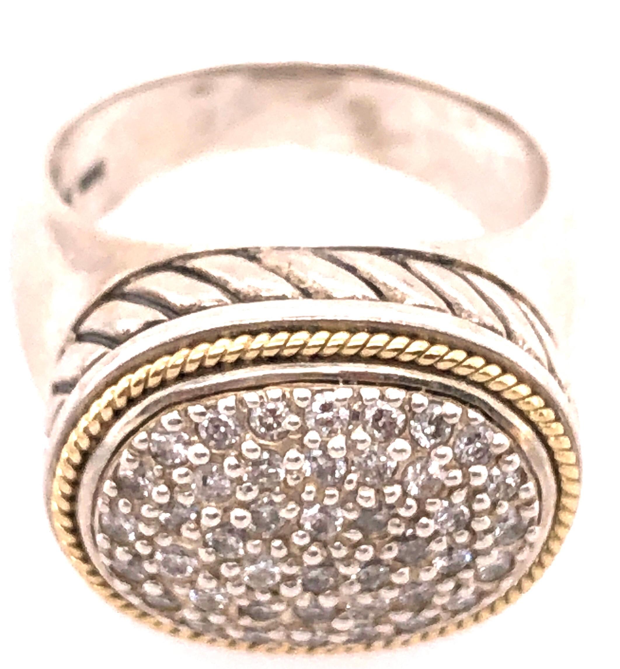 18 Karat Two-Tone Gold Effy Fashion Ring with Diamonds For Sale 4
