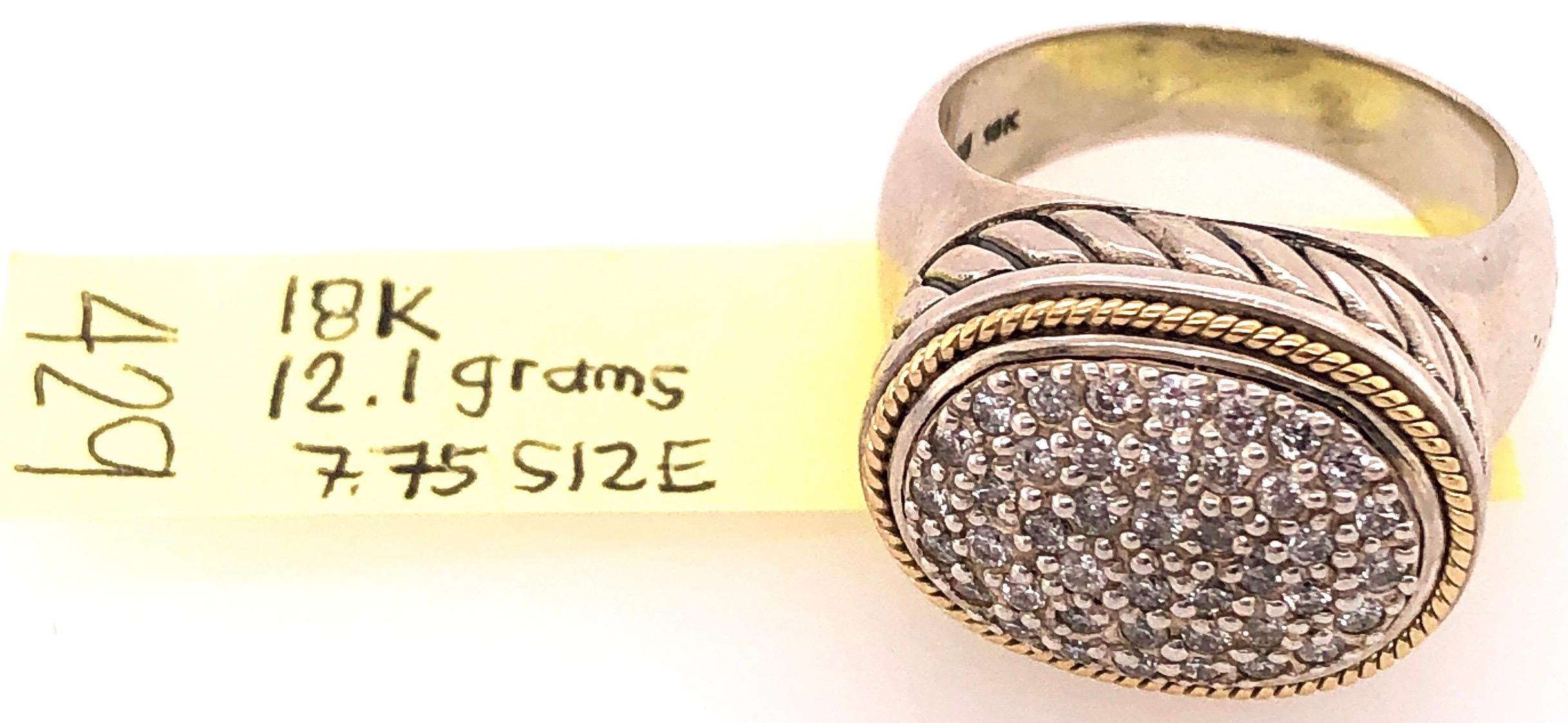 18 Karat Two-Tone Gold Effy Fashion Ring with Diamonds For Sale 7
