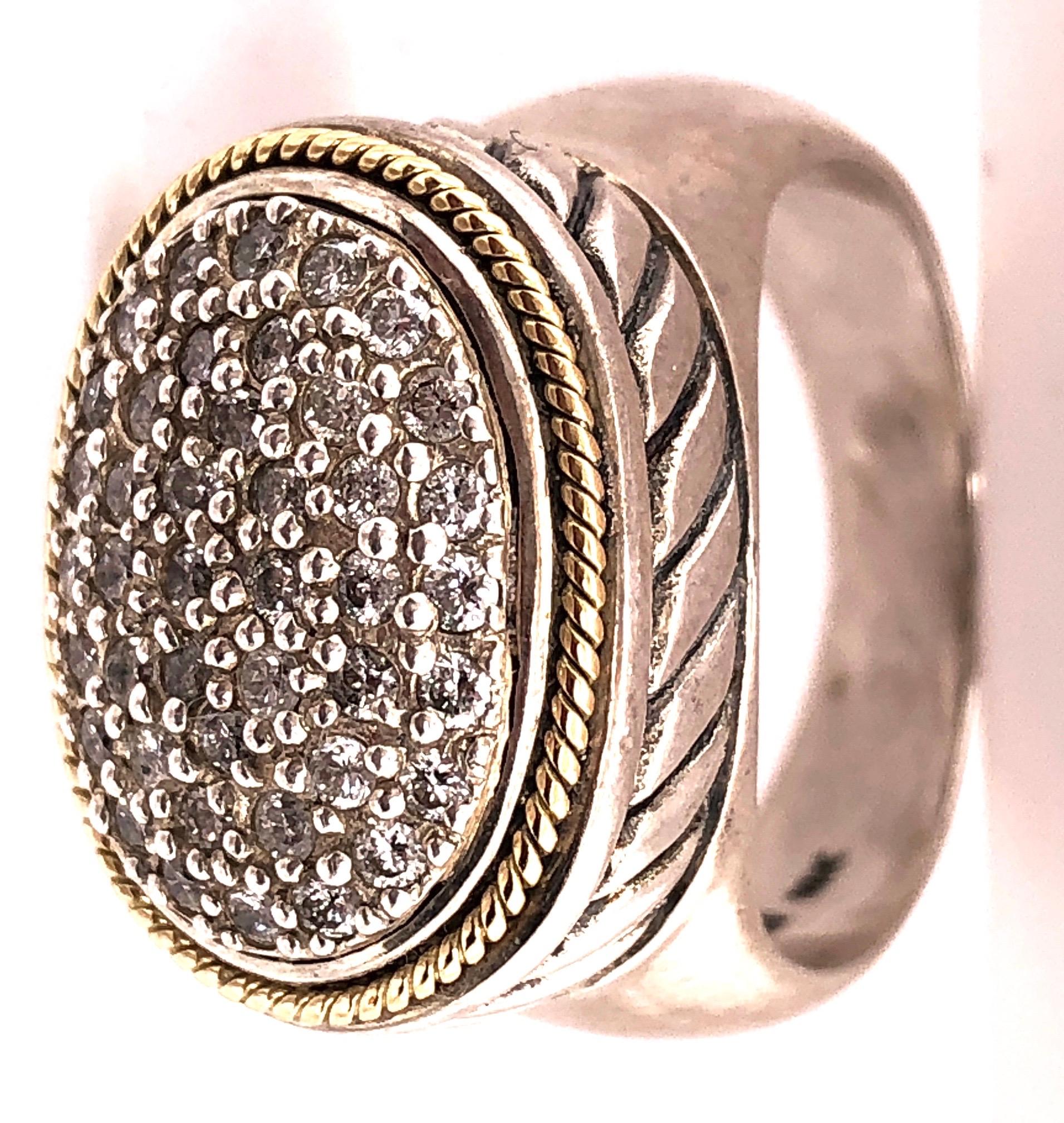Modern 18 Karat Two-Tone Gold Effy Fashion Ring with Diamonds For Sale
