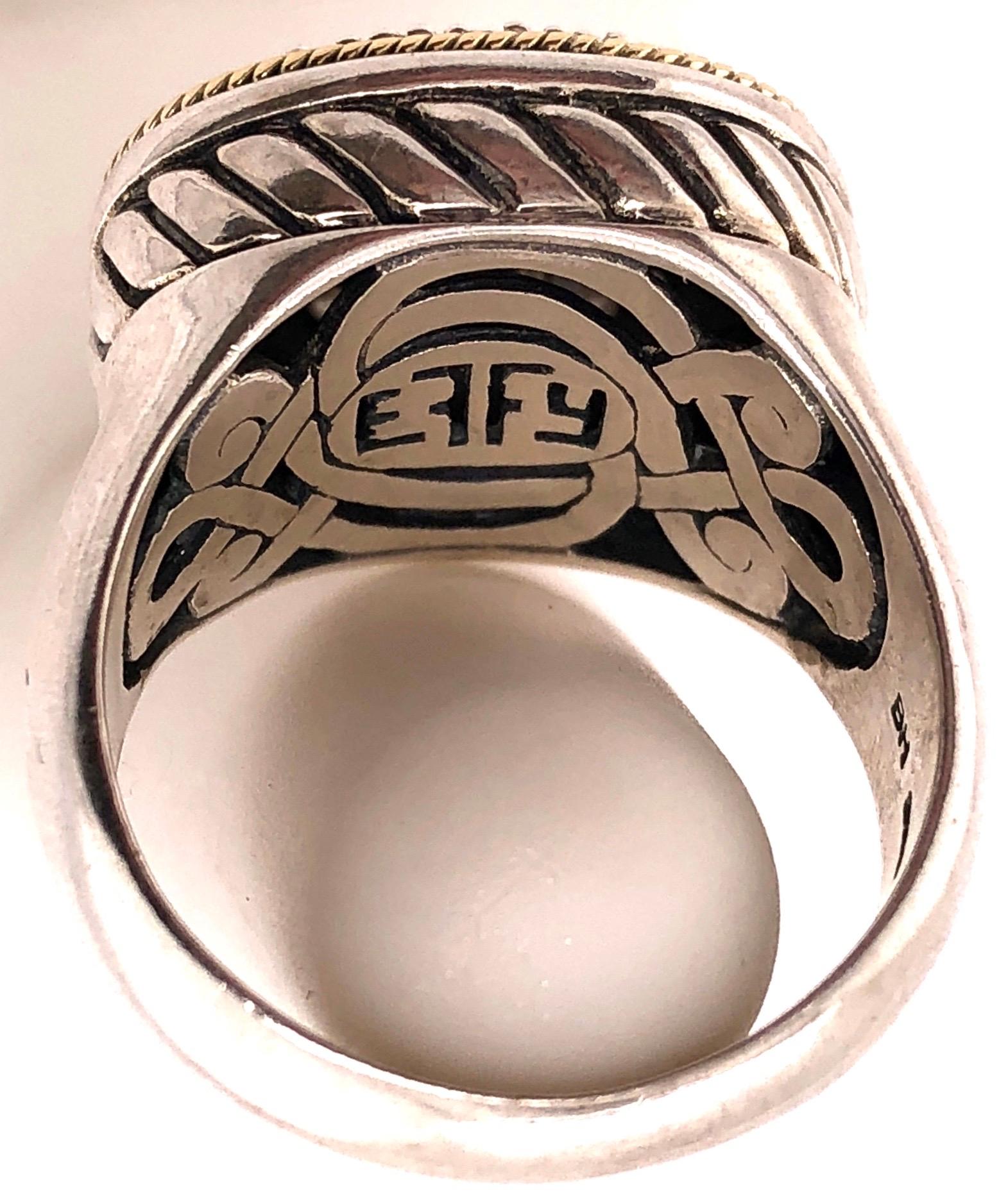 Women's or Men's 18 Karat Two-Tone Gold Effy Fashion Ring with Diamonds For Sale