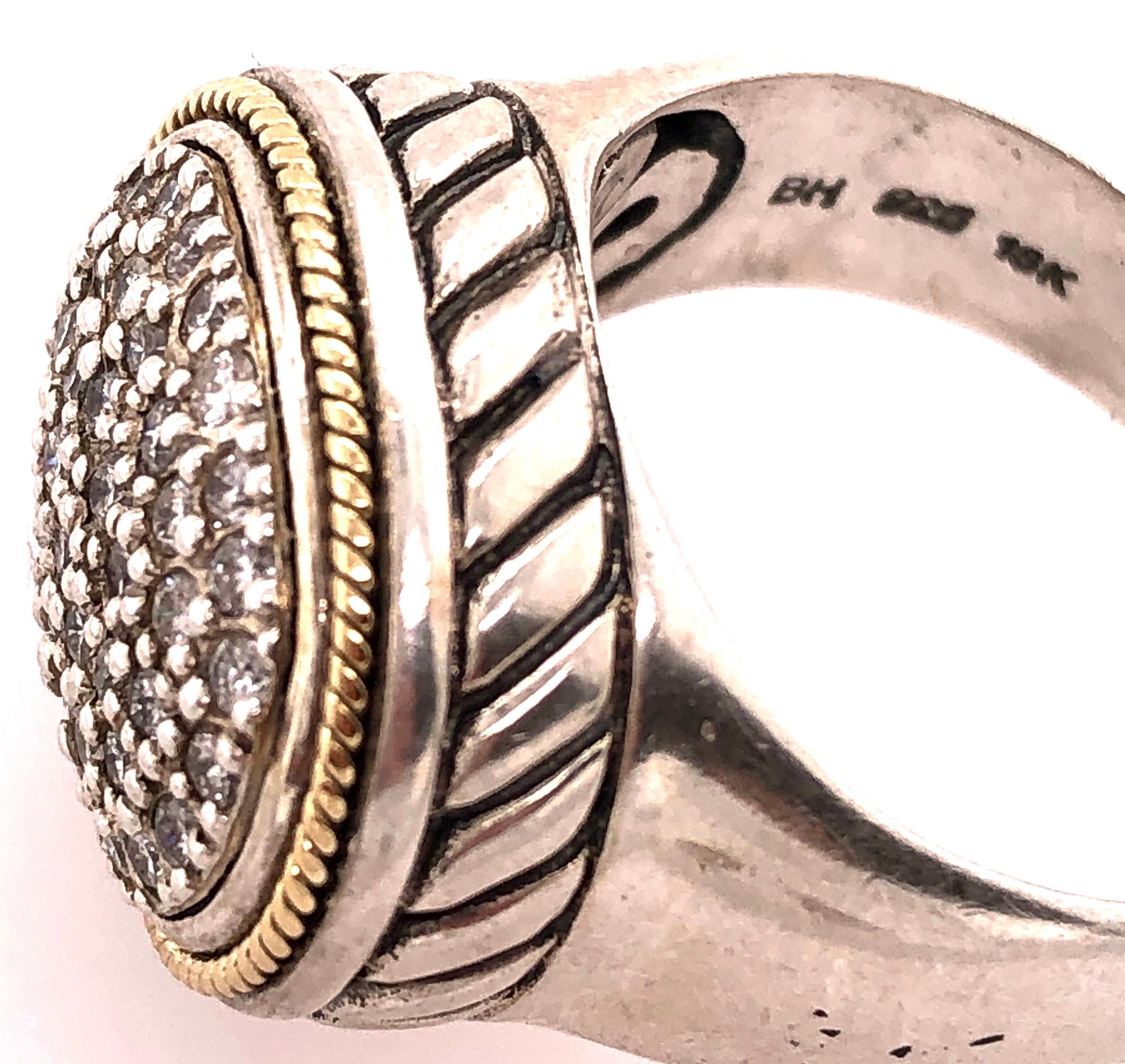18 Karat Two-Tone Gold Effy Fashion Ring with Diamonds For Sale 1