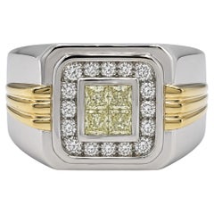 18kt Two-Tone Gold Invisible Diamond Mens Ring, .75cttw, 19.1 grams