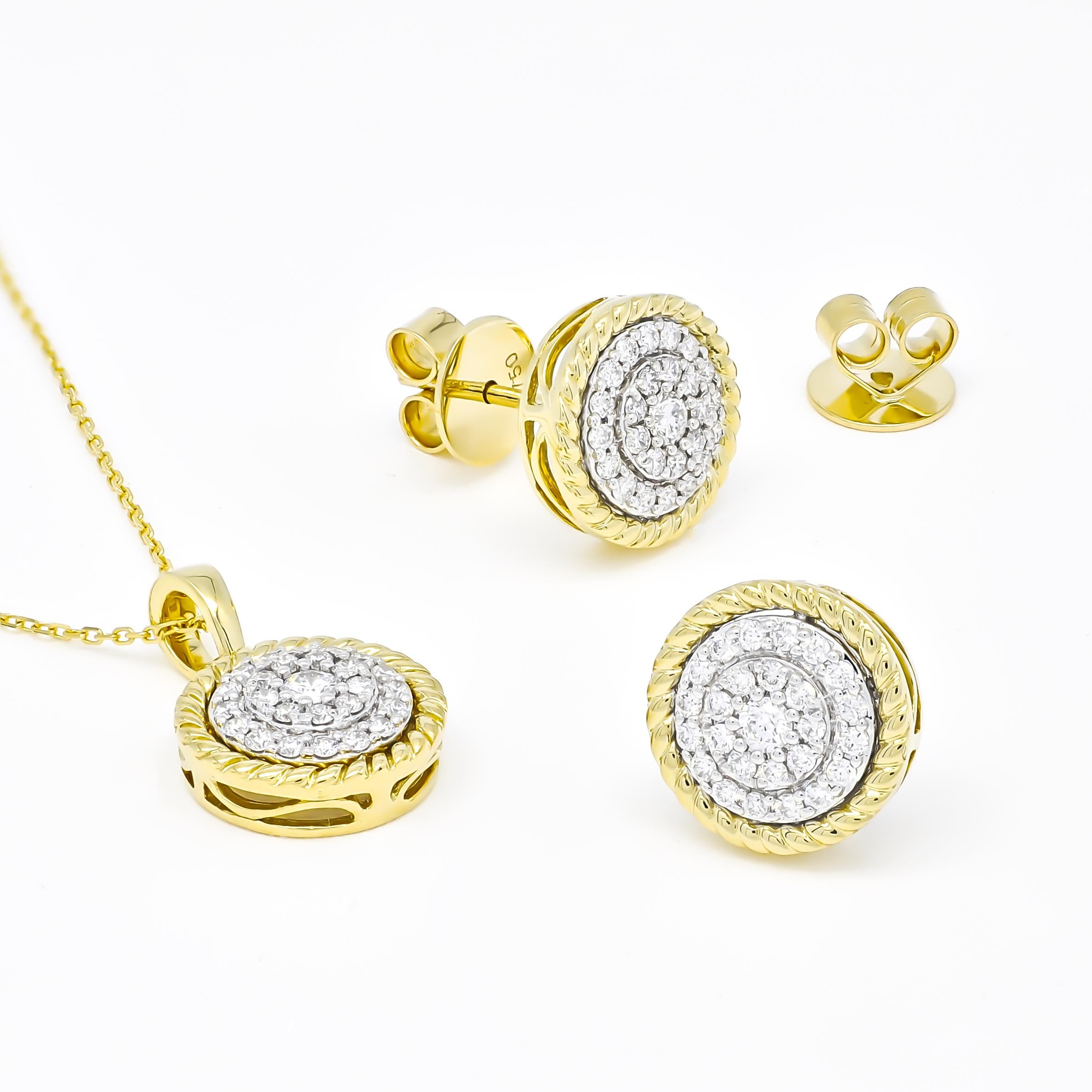 Modern  Natural Diamonds 0.50 carats 18 Karat Two Tone Gold Stud Earrings For Sale