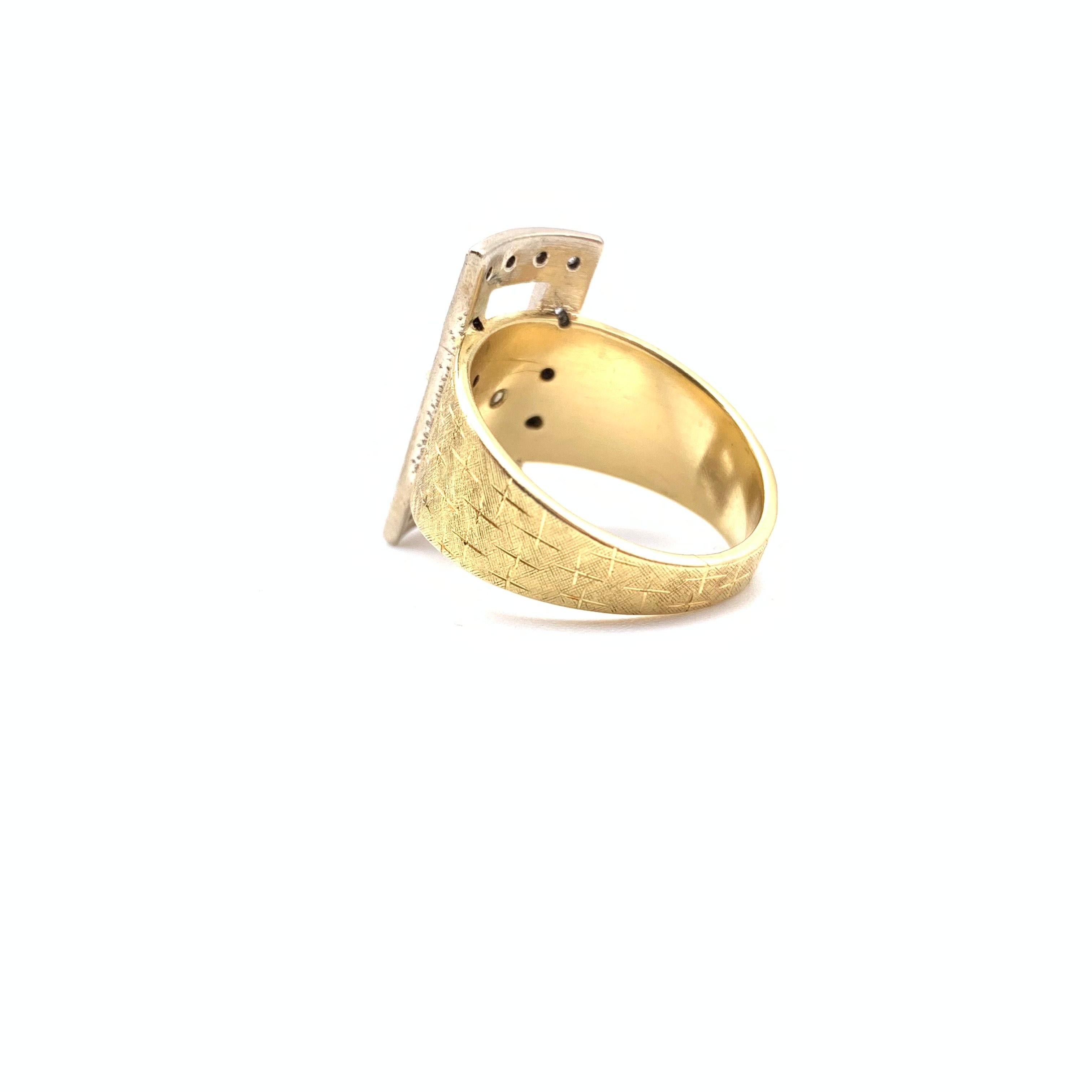 Women's 18KT Vintage Diamond Buckle Ring For Sale