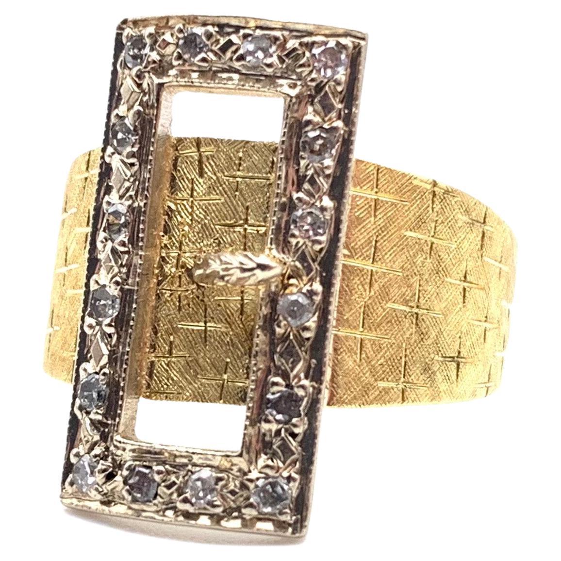 18KT Vintage Diamond Buckle Ring