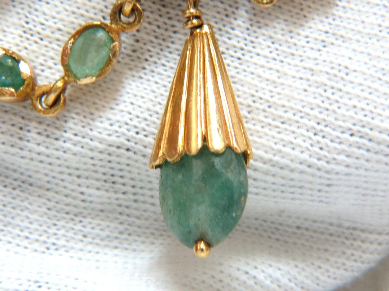 18KT Vintage Natural Emeralds & White Sapphires Medallion Dangle Brooch Pin For Sale 3