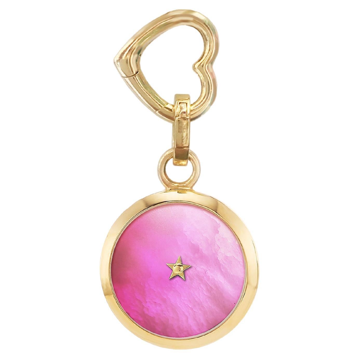 18kt Warm Gold Charm Pendant and 18kt Openable Clasps & Hot Pink Color Dial 