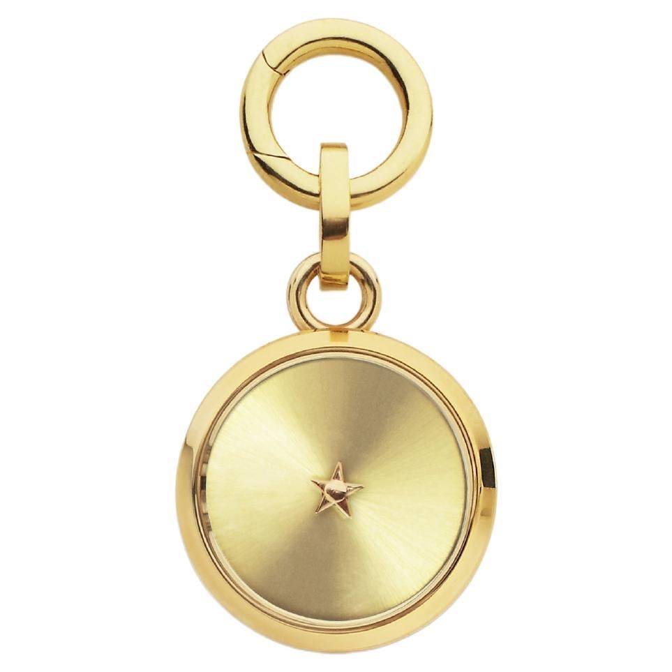 18kt Warm Gold Charm Pendant and Openable Clasps - Gold Sunray finishing  Disc