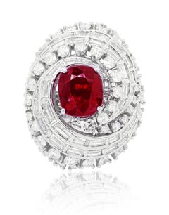 18kt Wg Fashion Ring Center with 3.60cts Ruby Stone and 6.00cts Diamonds