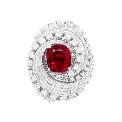 18kt Wg Fashion Ring Center with 3.60cts Ruby Stone and 6.00cts Diamonds