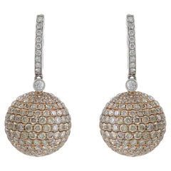 Boucles d'oreilles "Ball and Ball" en or blanc et rose 18KT avec diamants de Champagne