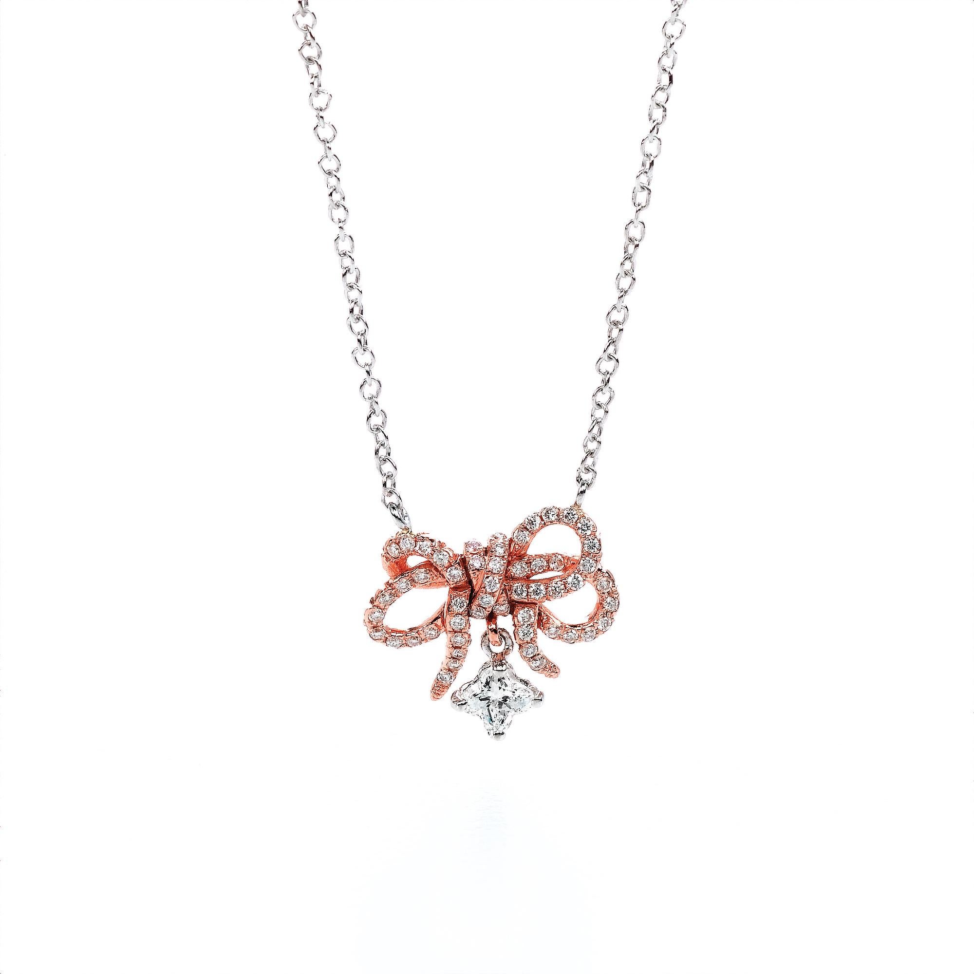 rose gold bow necklace