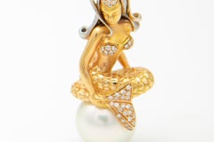 18kt White and Rose Gold Mermaid Pendant with Australian Pearl and Diamonds