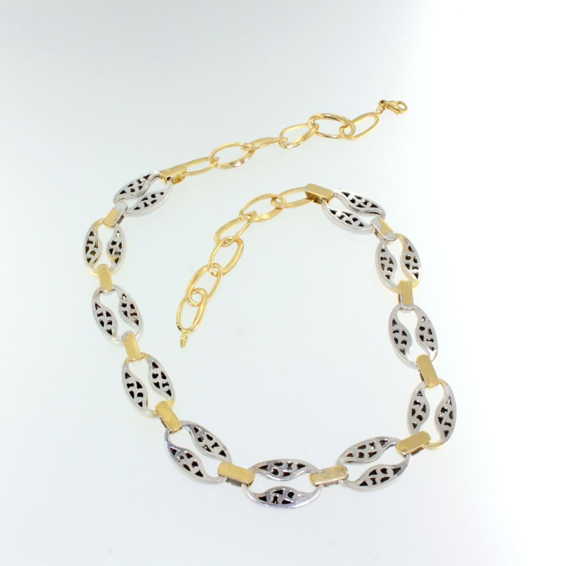 Halskette aus 18 Karat Weiß- und Gelbgold mit weißen Diamanten für Damen oder Herren im Angebot