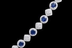 Collier tennis en or blanc 18 carats avec saphir de 11,35 carats et diamants de 6,2 carats