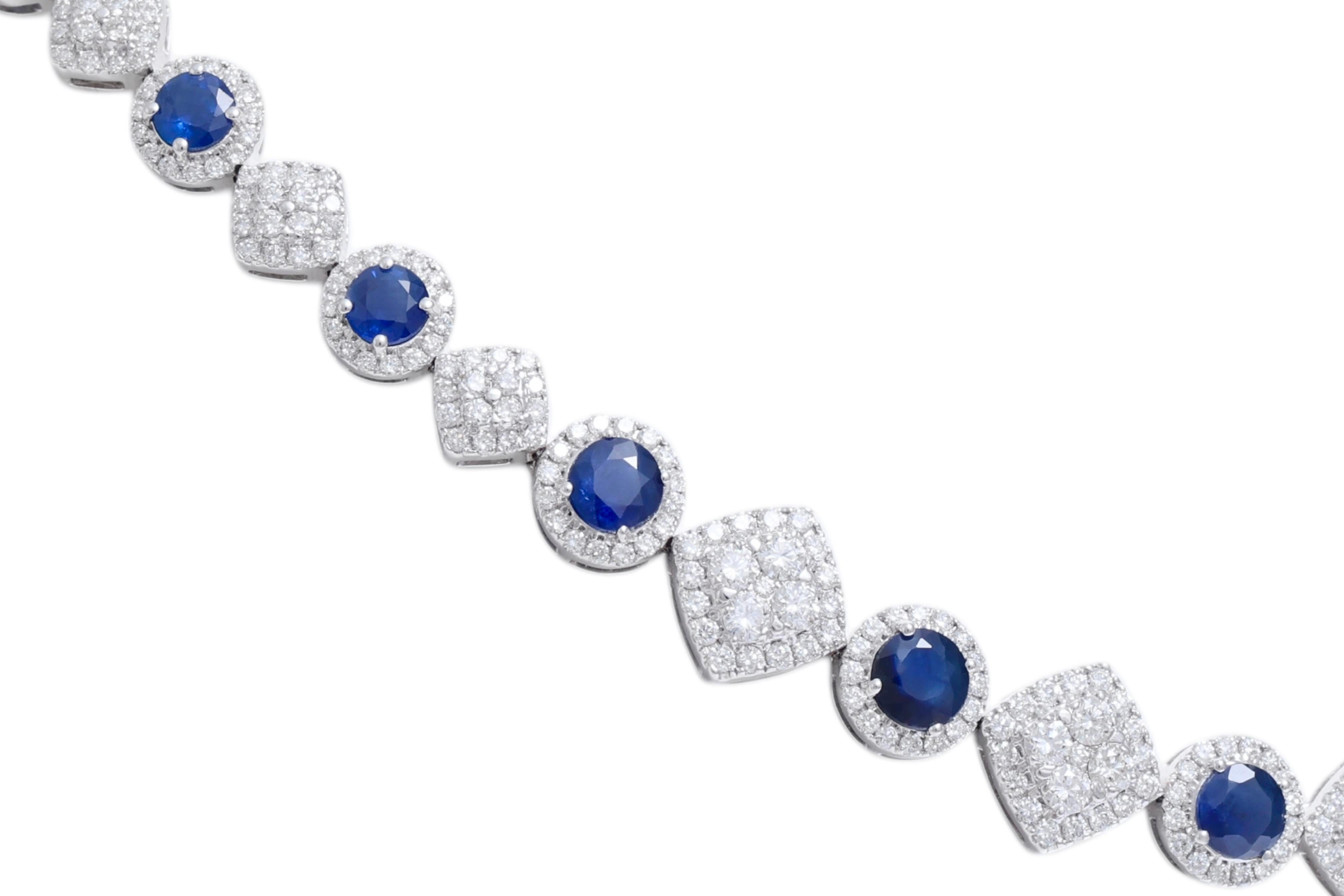 18kt Weißgold 11,35 Karat Saphir & 6,2 Karat Diamanten Tennis-Halskette für Damen oder Herren im Angebot
