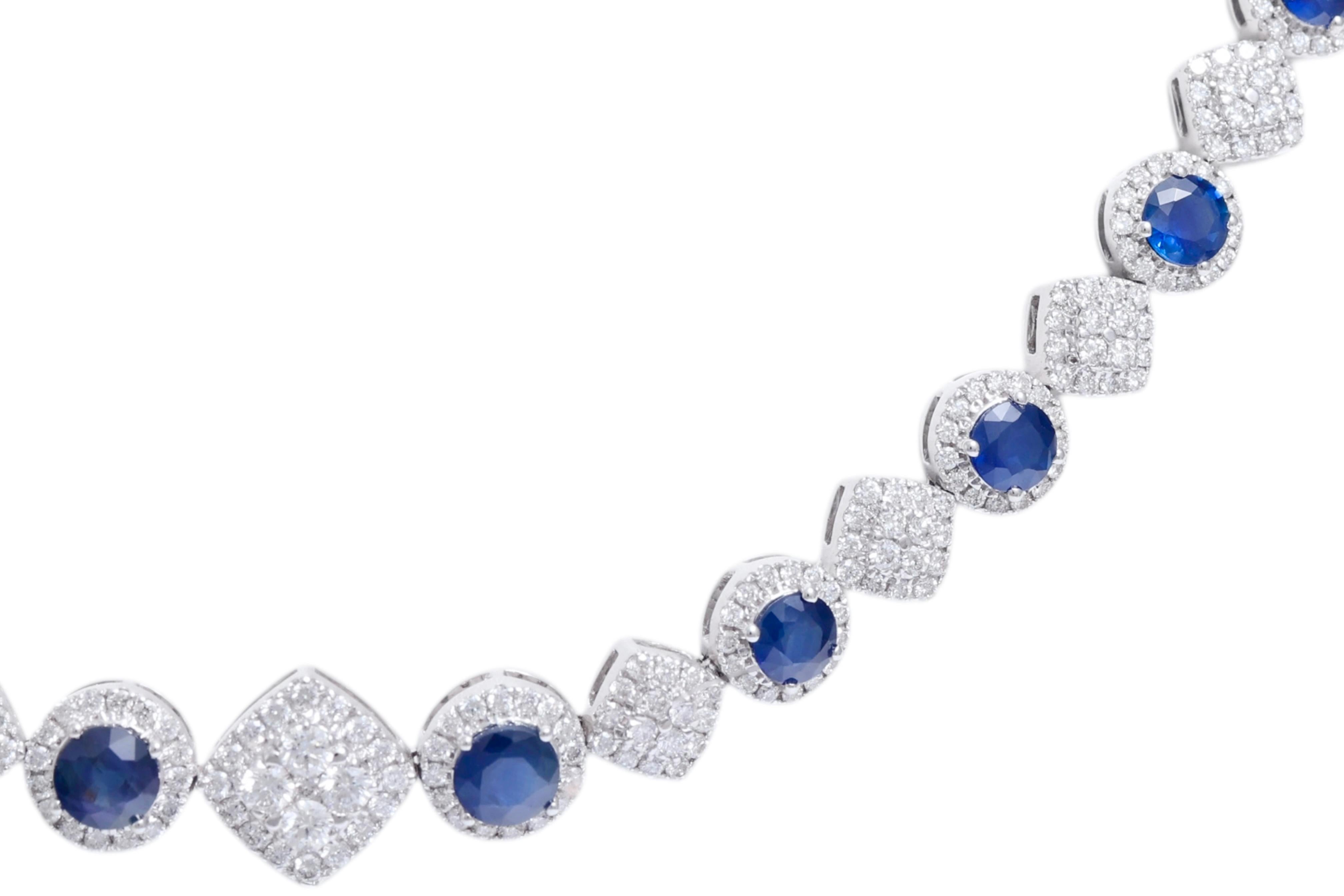 18kt Weißgold 11,35 Karat Saphir & 6,2 Karat Diamanten Tennis-Halskette im Angebot 2