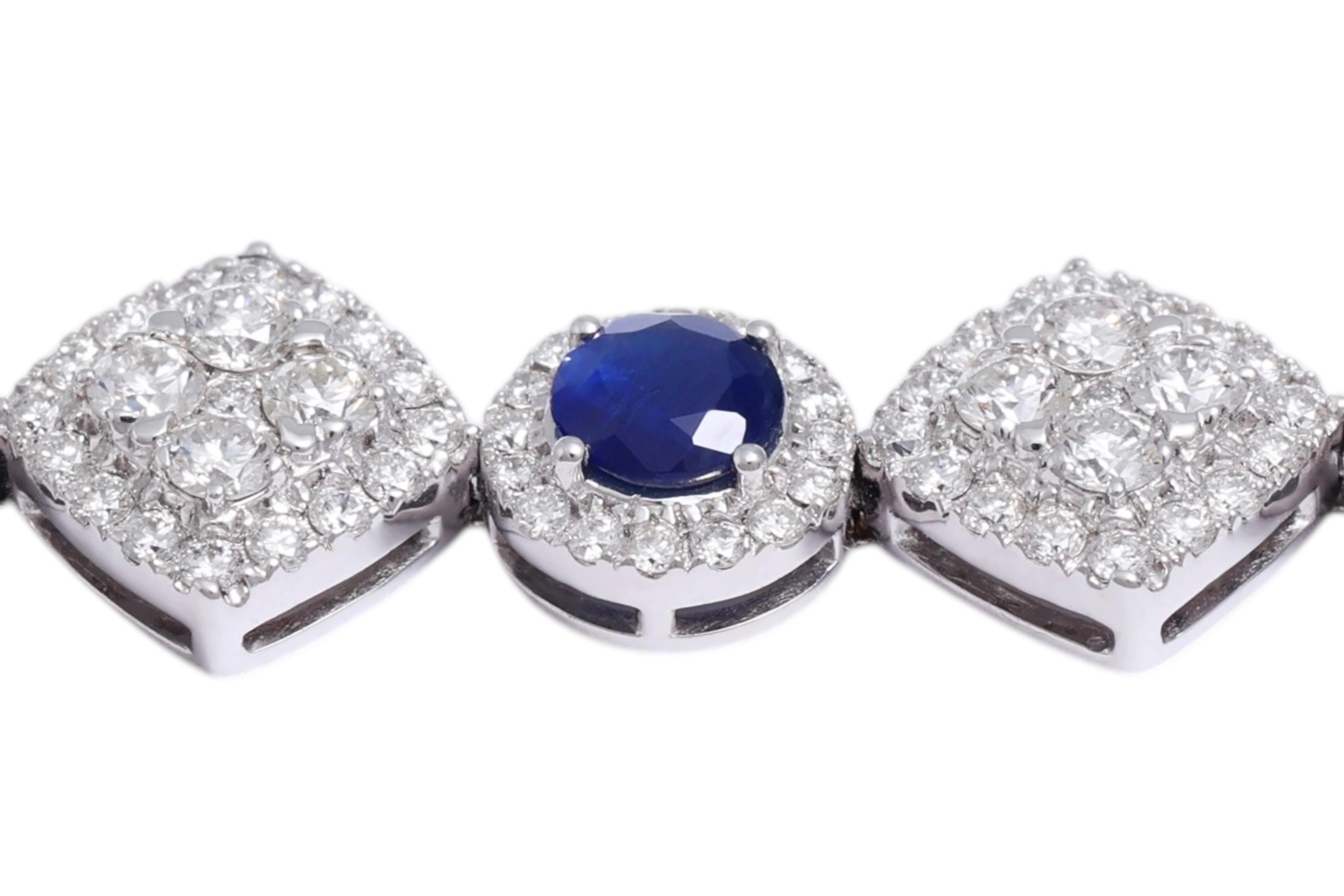 18kt Weißgold 11,35 Karat Saphir & 6,2 Karat Diamanten Tennis-Halskette im Angebot 1
