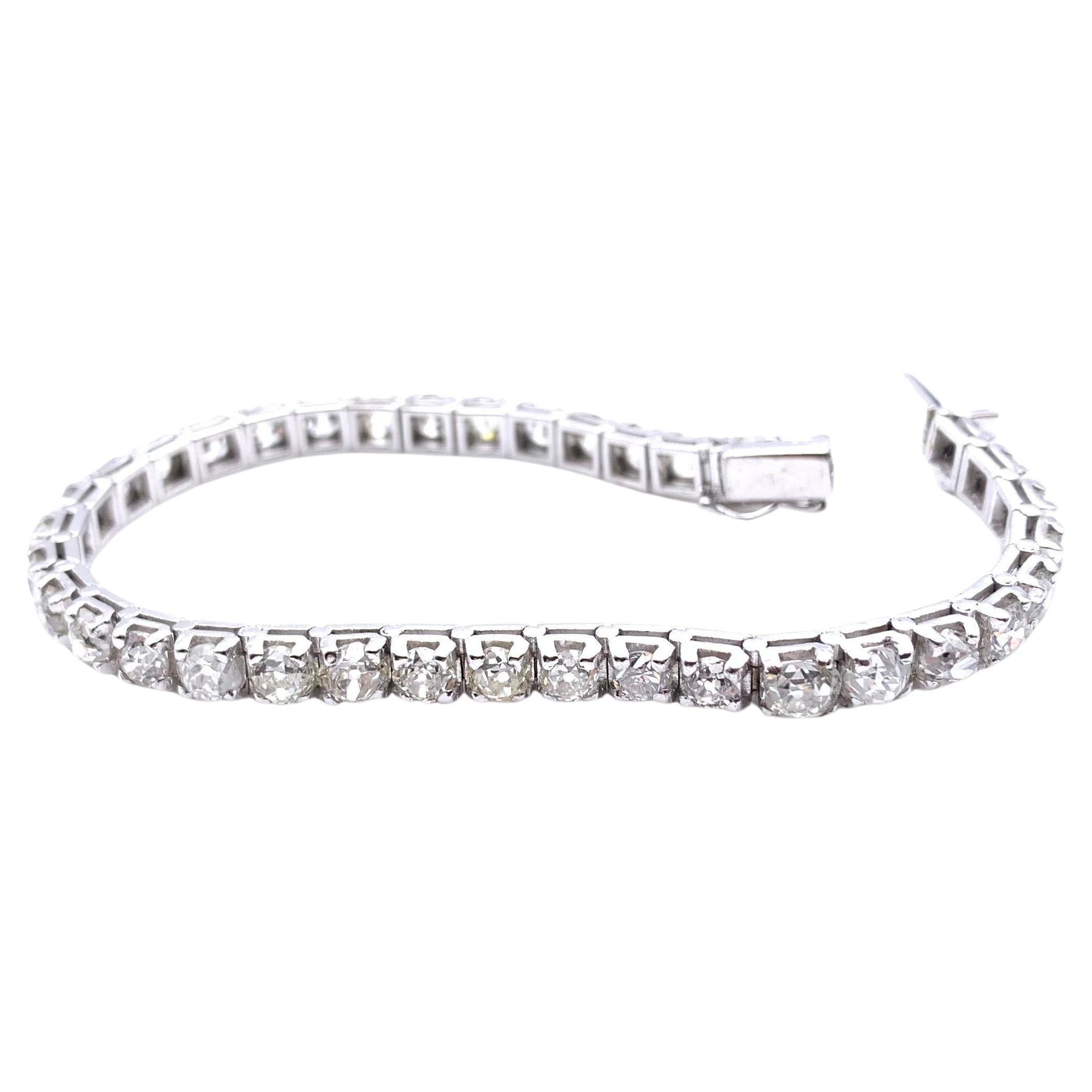18KT Weißgold 11,5 CT Old Mine Schliff Tennisarmband